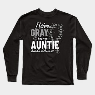 Brain Tumor Disease Aunt Cancer Gray Ribbon Spread Awareness Long Sleeve T-Shirt